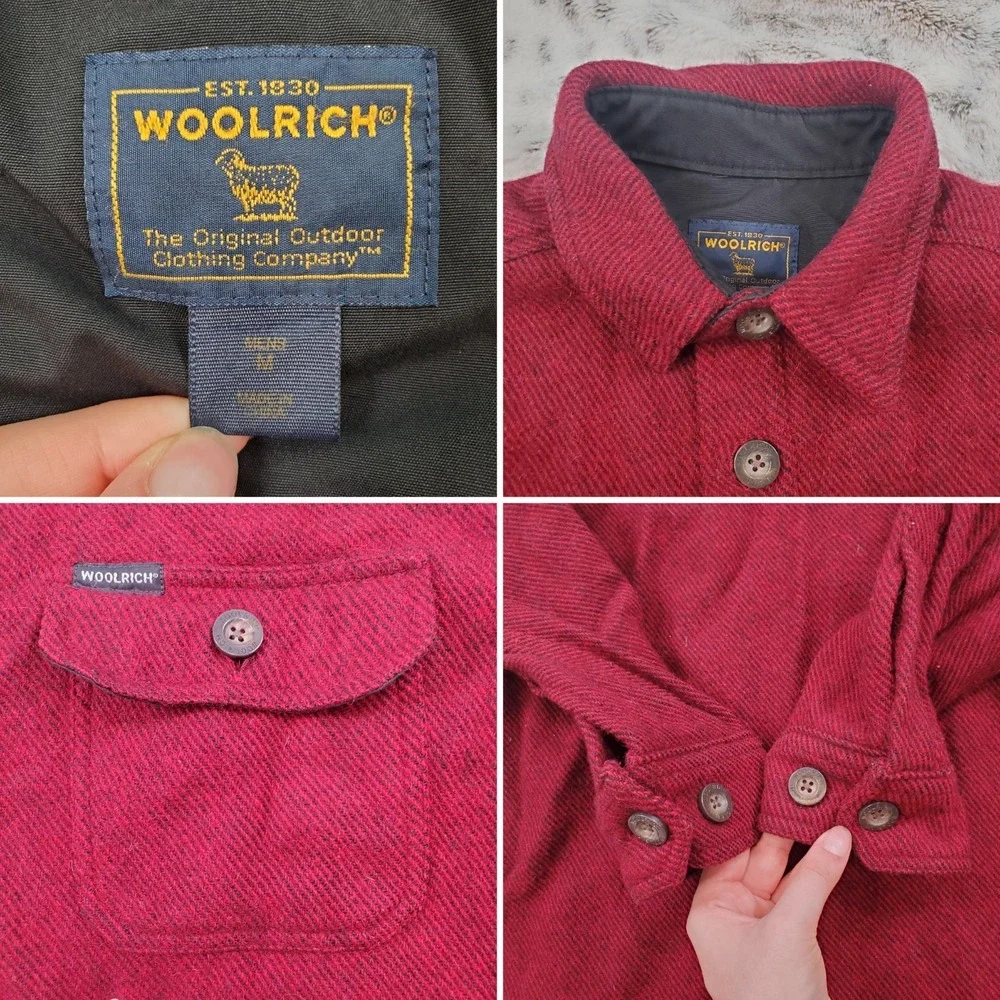 Vintage Woolrich Men's M Red Wool Button‎ Jacket Coat VTG 90s 00s
